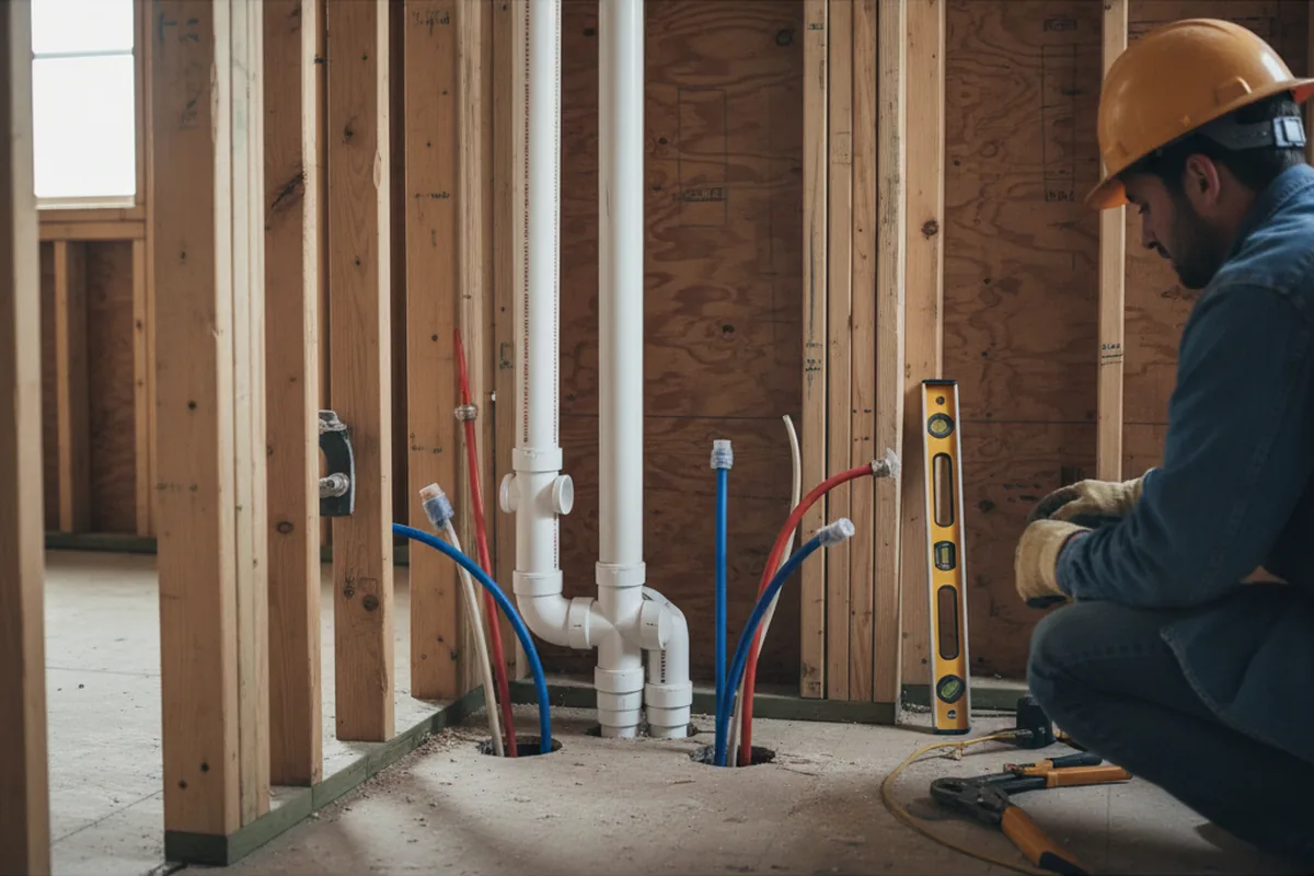 Drain and supply rough-in during Leak Detection in Fishersville