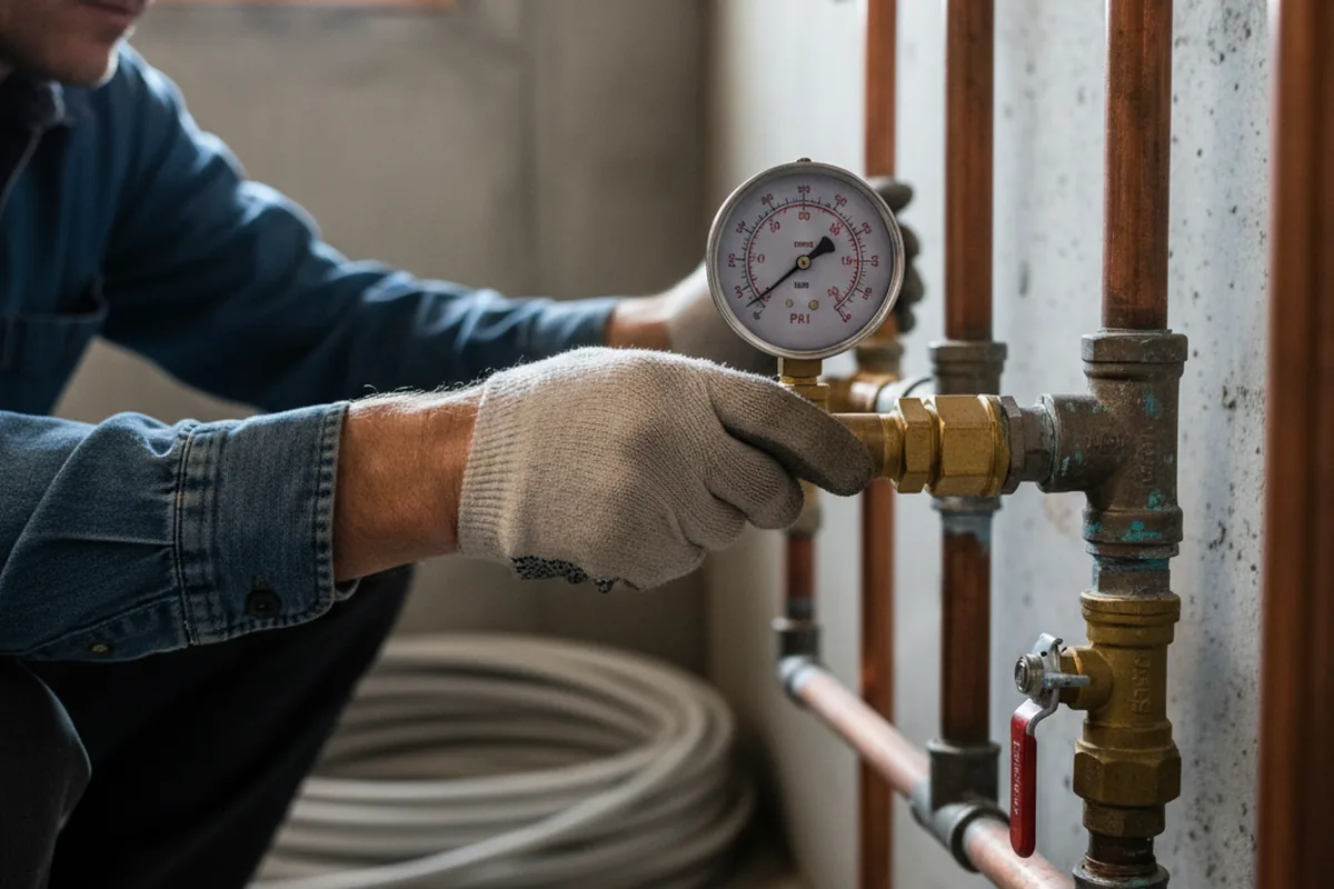 Pressure testing a repaired line during Water Line Repair in Fishersville